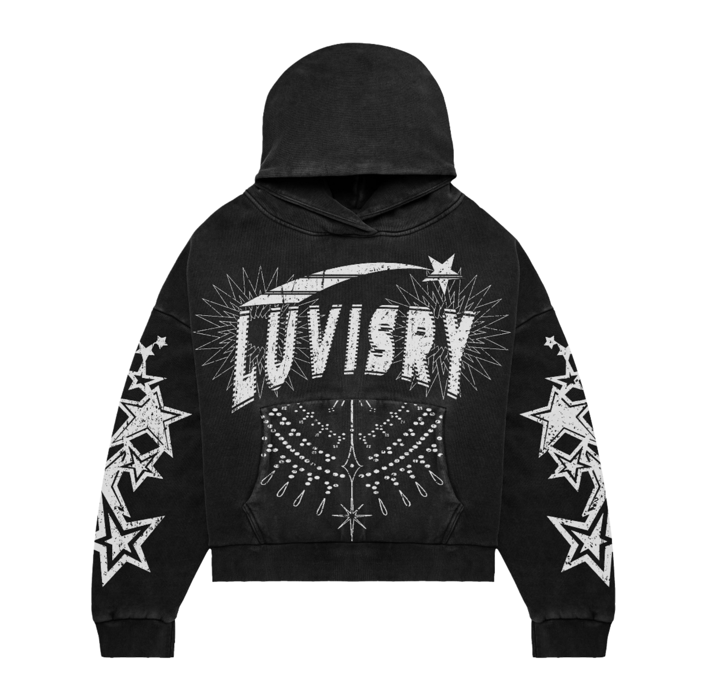 Black LUV Rhinestone Hoodie