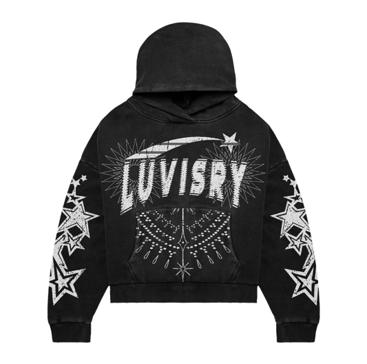 Black LUV Rhinestone Hoodie