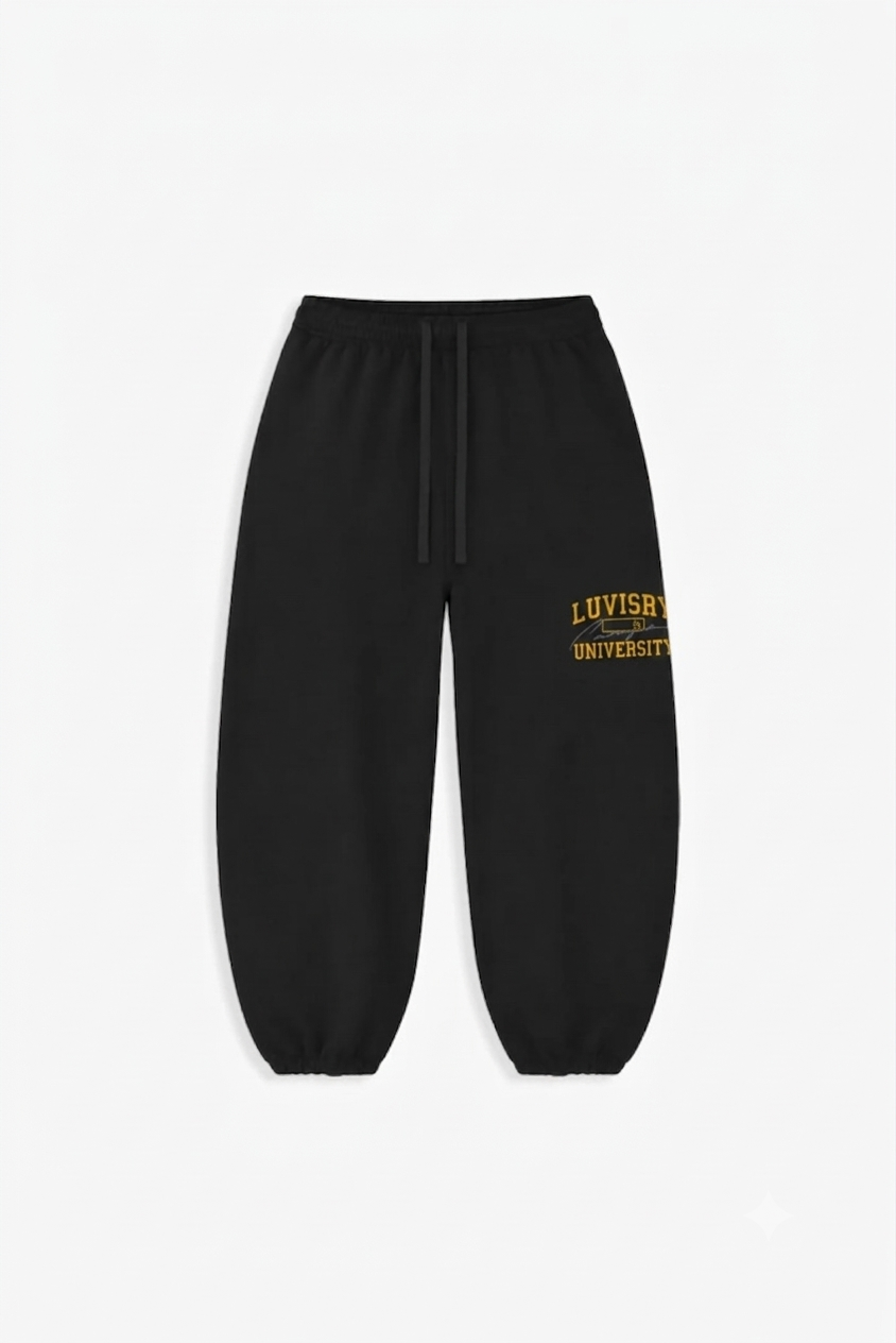 LUVISRY UNIVERSITY SWEATS BLACK